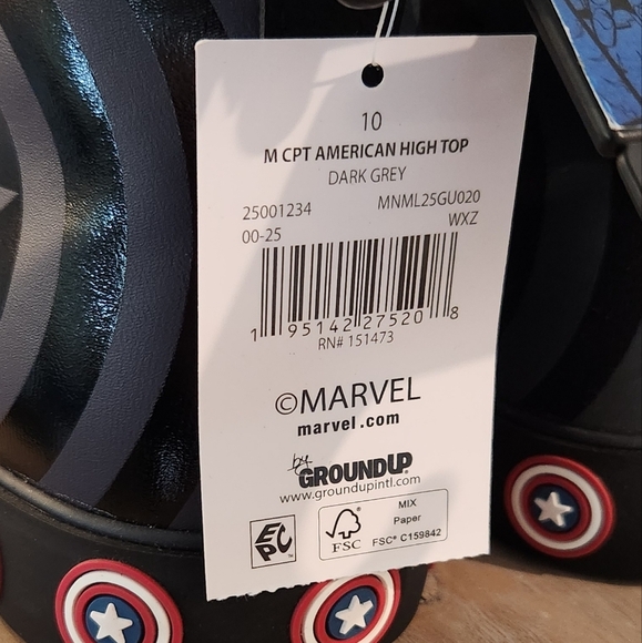 👟 Captain America High-Top Sneakers – Size 10 – Marvel Avengers – New with Tags - Picture 7 of 14